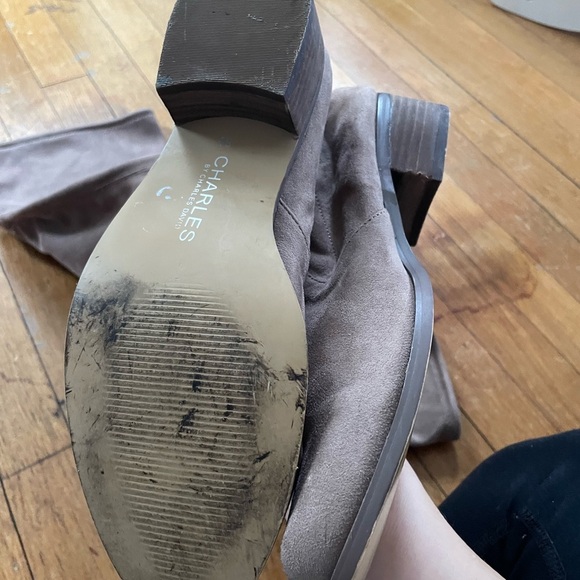 Women's Over-the-Knee Boots in gray small heel faux suede size 8.5 - Picture 8 of 12